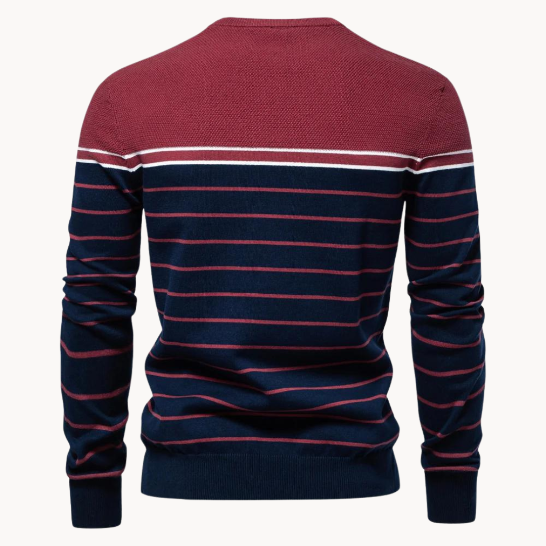 Atlantic Stripe Cotton Sweater – Red / S