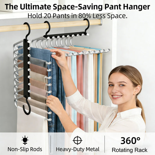 ClosetMax – 9-Tier Hanging Pants Organizer – Buy 1 Set(2 Pcs)