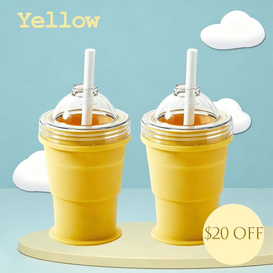 ChillCup – Foldable Silicone Ice Ball Drink Cup – Yellow / Buy 2 Save Extra $10