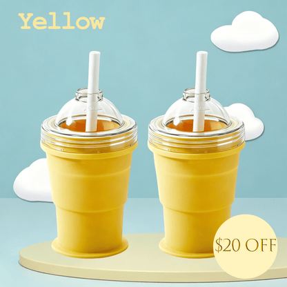 ChillCup – Foldable Silicone Ice Ball Drink Cup – Yellow / Buy 2 Save Extra $10