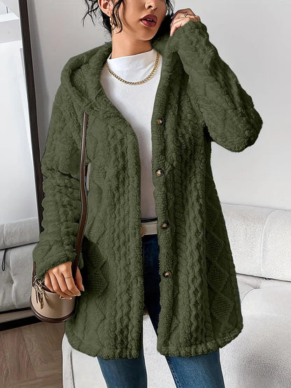 CloudSilk – Effortless Chic Hooded Dress – Army Green / S（US 4）