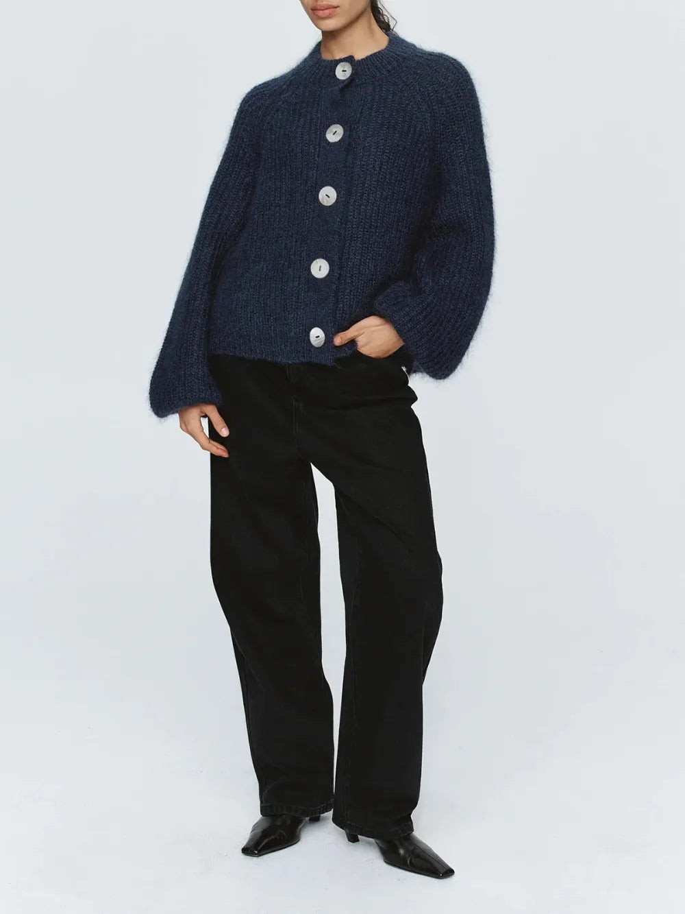 StyleNest – Casual Long Sleeve Navy Cardigan – image 4