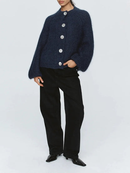 StyleNest – Casual Long Sleeve Navy Cardigan – image 4