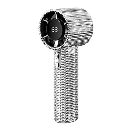 BreezeLux – Luxury Rechargeable Handheld Turbo Fan – S5 White Diamond