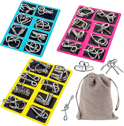 PuzzleCore – IQ Challenge Metal Puzzle Set – Complete set: 24PCS
