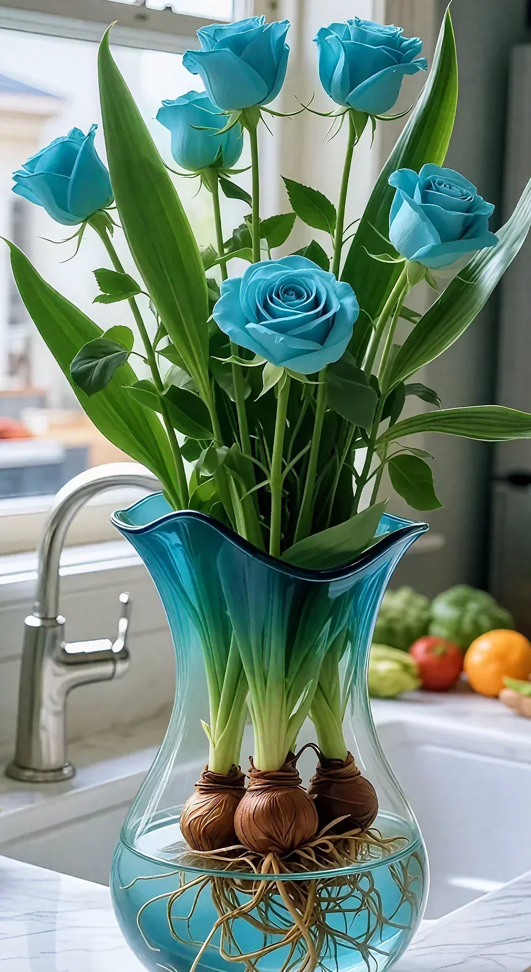 Hydroponic Roses – Bloom Without Soil! – Sky Blue / 6 Bulbs (Buy 4 Free 2)