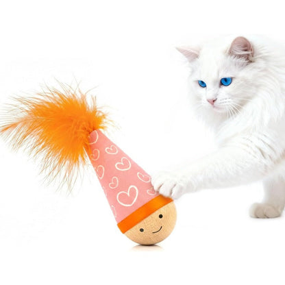PawWobble – Wooden Wobble Cat Toy – Pink
