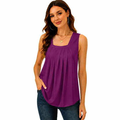 LunaFit – Lightweight Sleeveless Summer Tank Top – Purple / Large / US 14-16