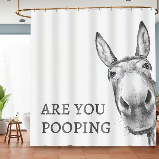 Are You Pooping?" Donkey Shower Curtain – Donkey(Are You Pooping） / 71in x 71in