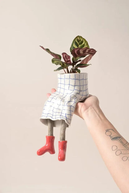 SproutBuddy - Decorative Hanging-Leg Planter – Red boots