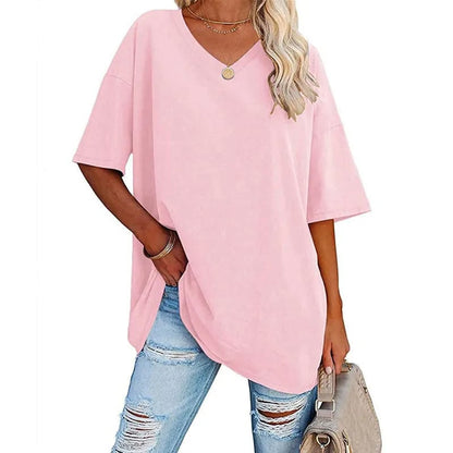LunaWear – Summer New Women’s Loose T-Shirt – Pink / S