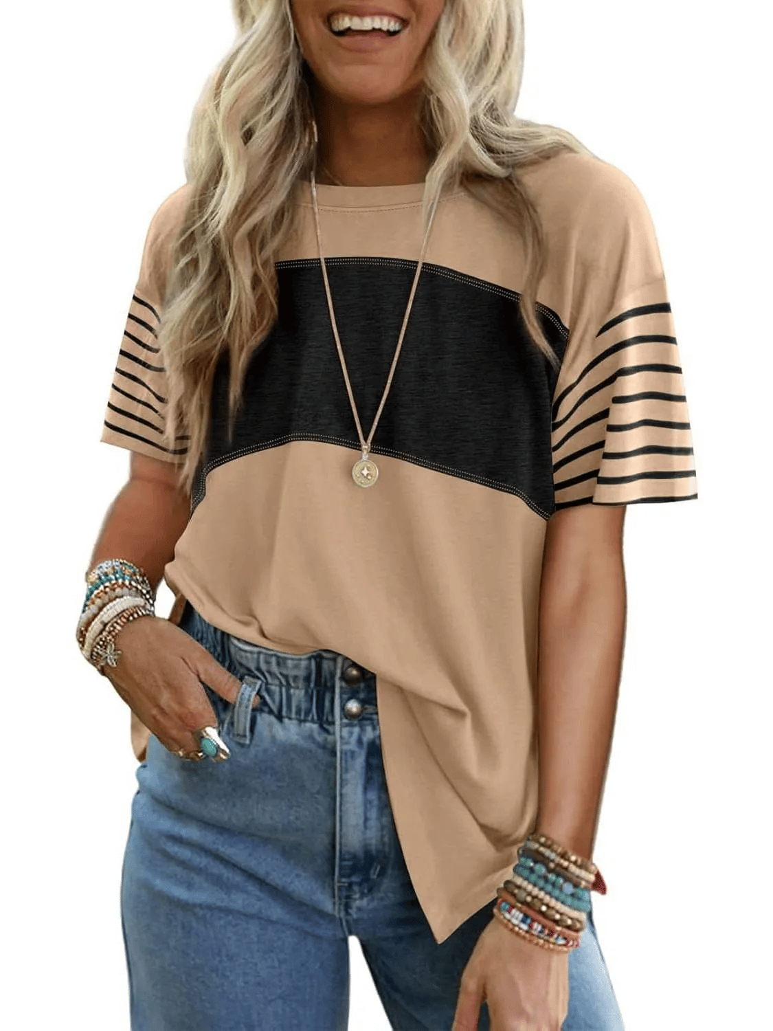 ModaBlend – Relaxed Tunic Shirt – Khaki / S