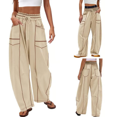 StreetLoom – Women’s Baggy Barrel Pants – Khaki / XS