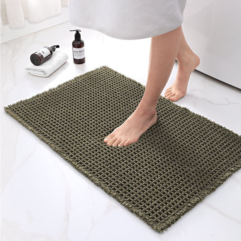 CozyStride – Upgraded Waffle Runner Rug – Green / 17" × 24" – Ideal for entryways or small spaces
