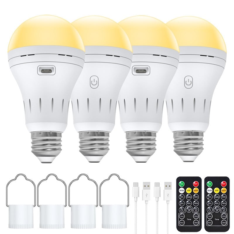 BrightEase – Rechargeable LED Bulb with Remote Control – 4 PCS