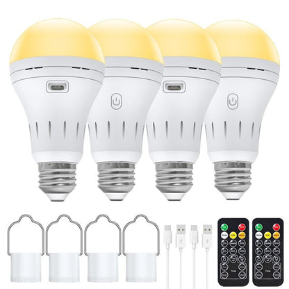 BrightEase – Rechargeable LED Bulb with Remote Control – 4 PCS