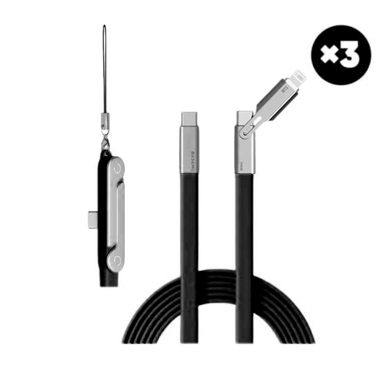 Power360 – Ultra-Fast Cable with Adjustable Phone Holder – Black / 3 PCS