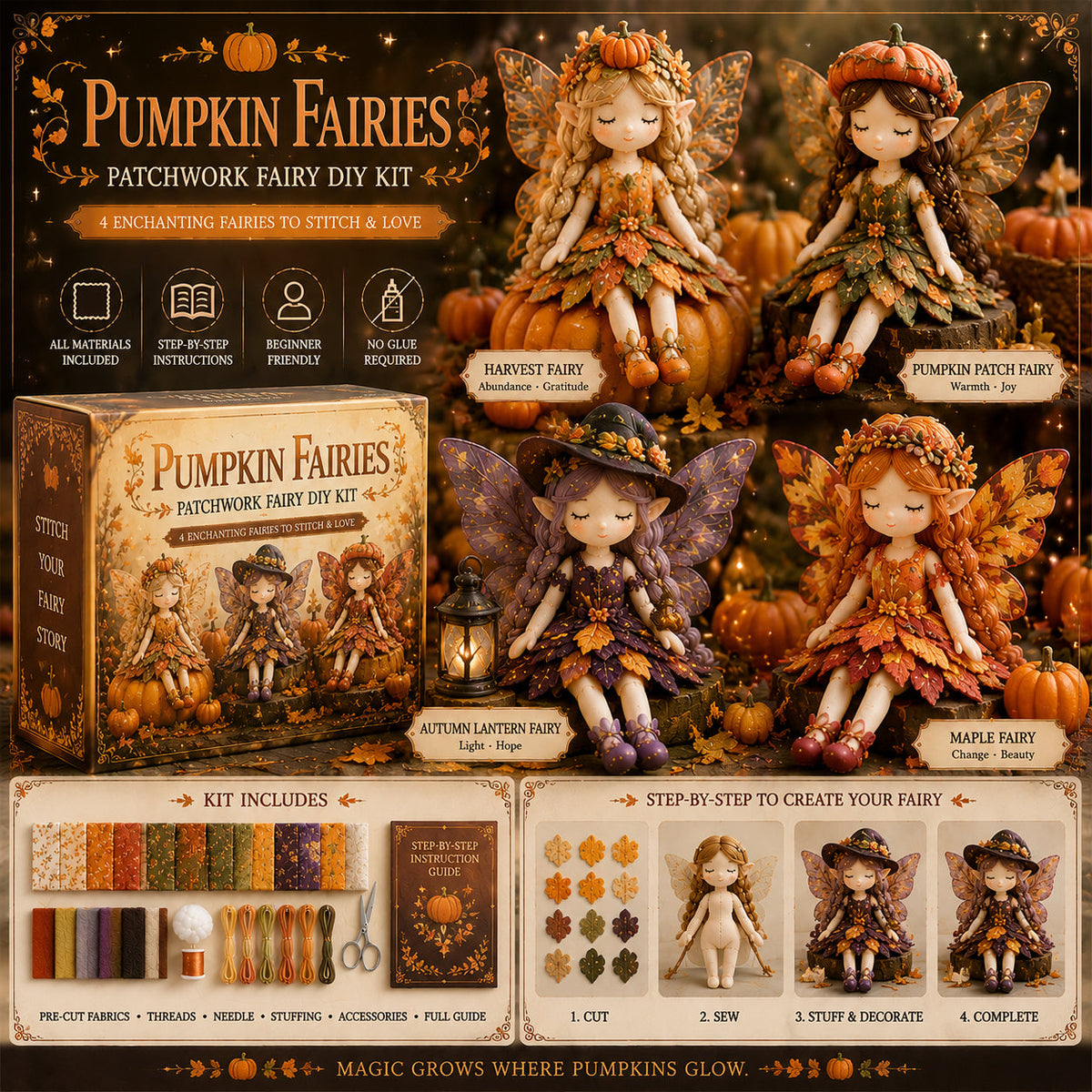 FairyStitch – Patchwork DIY Craft Collection – Pumpkin Fairies / Buy 1