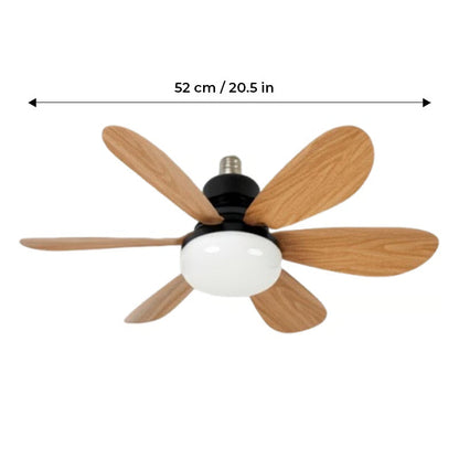 BreezeGlow – Socket Ceiling Fan with Adjustable LED Lighting – 40W 20.5" Crystal | Black/Wood Grain 6 blades