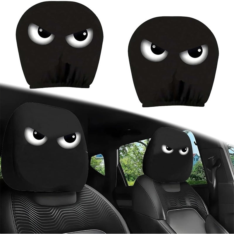 CartoonCush – Playful Headrest Cover – Menacing Stare / Front Seats (2 pcs)