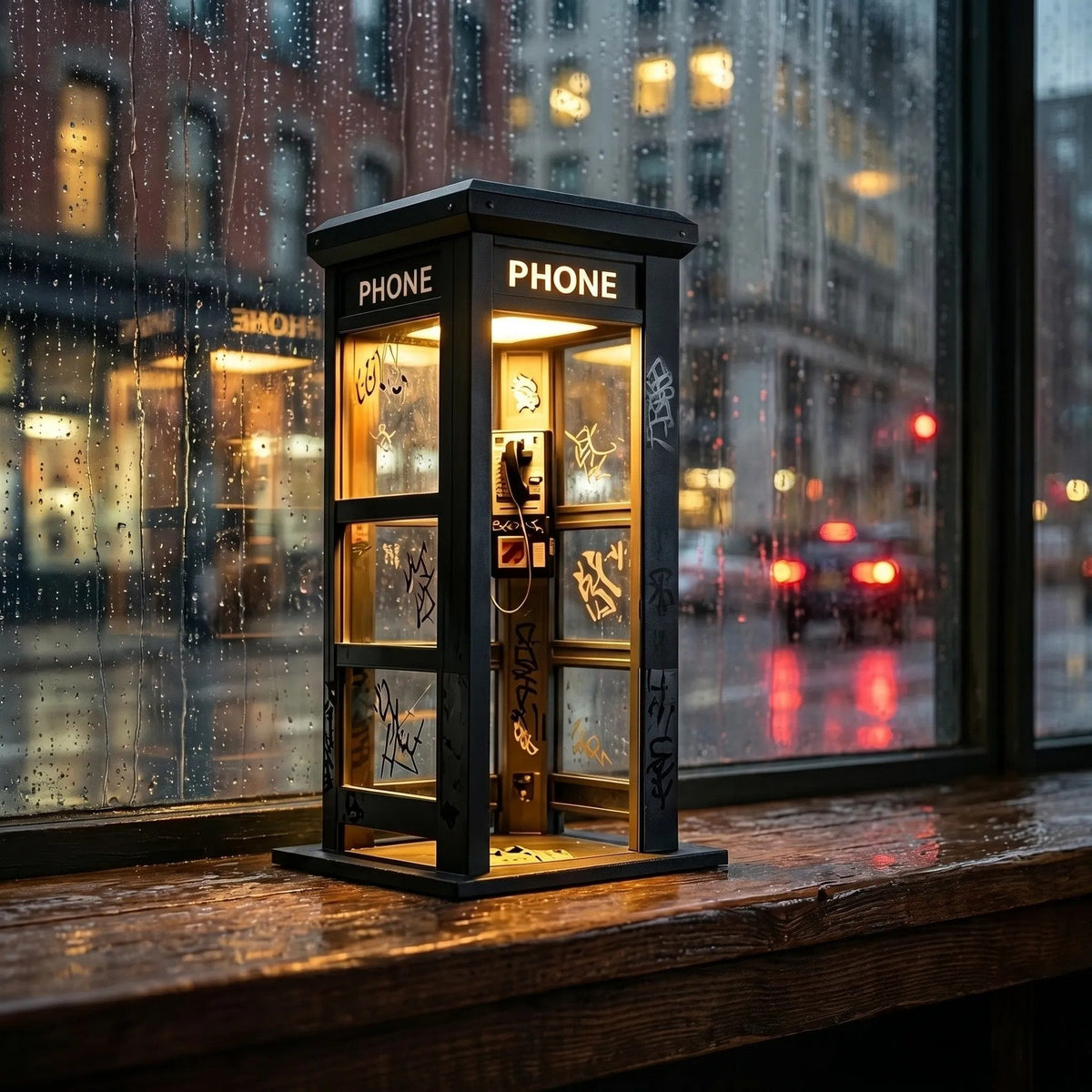 NoirBooth Glow - Vintage Phone Booth Ambient Lamp – image 9