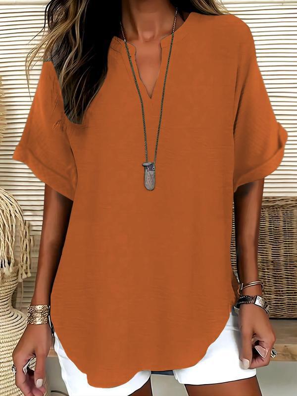GraceFit – Elegant Comfort Blouse – Orange / S（4-6）
