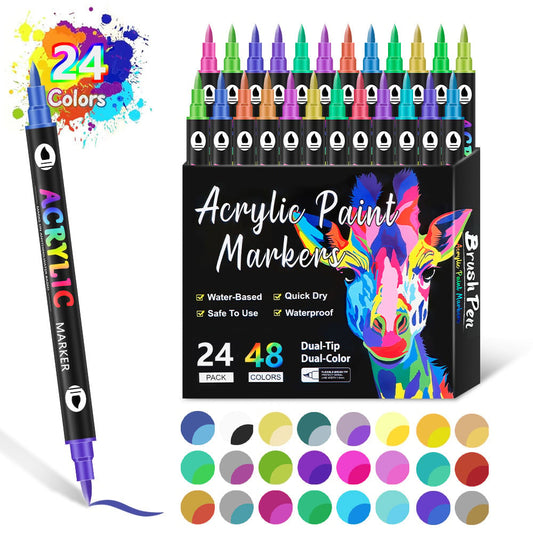 ColorCraft - Dual Tip Acrylic Marker for Precision Art – 48 Colors