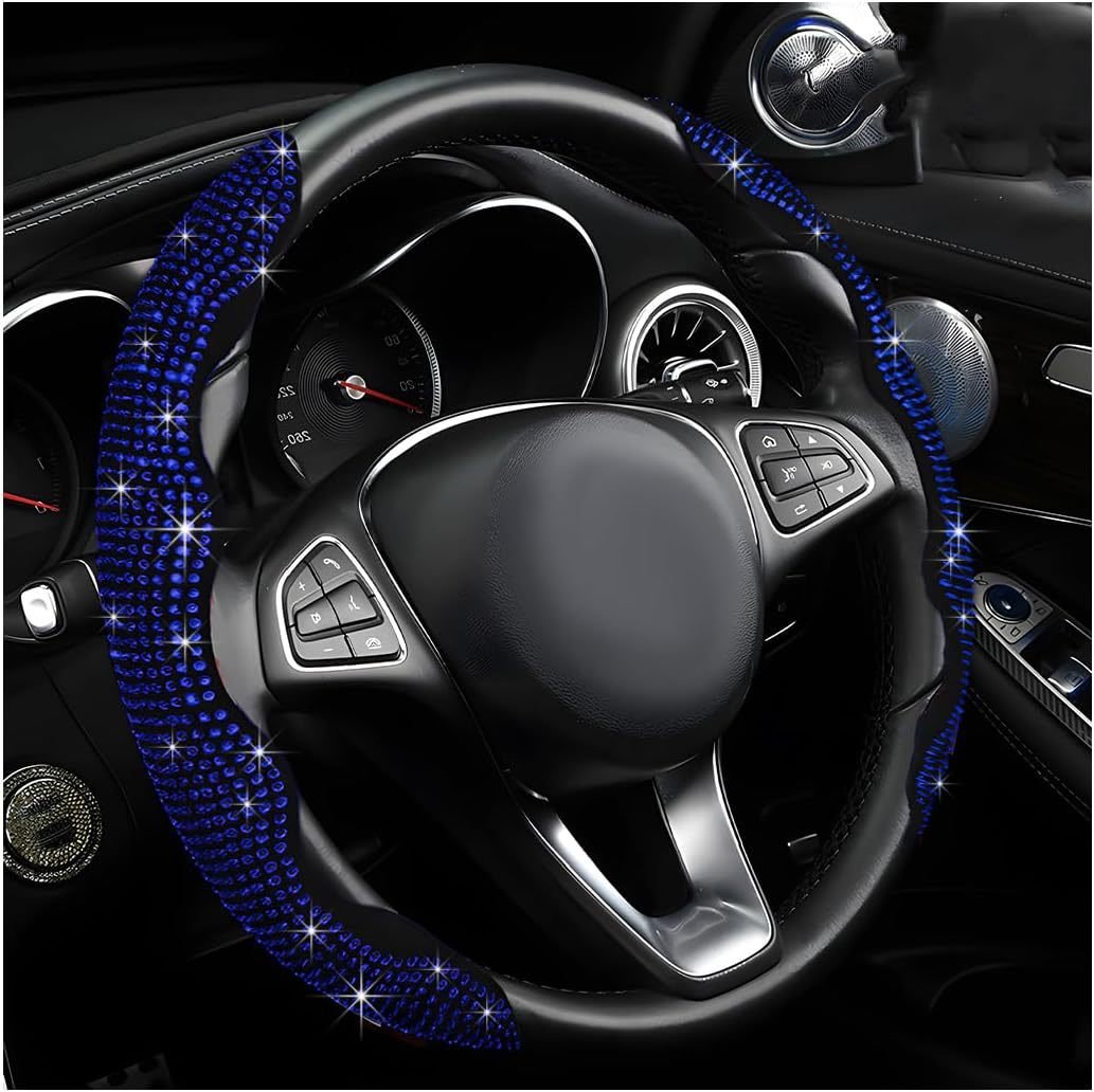 LuxiDrive – Crystal Studded Steering Wheel Cover – Blue / 2pcs