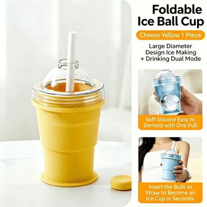 ChillCup – Foldable Silicone Ice Ball Drink Cup – Yellow / Buy 1