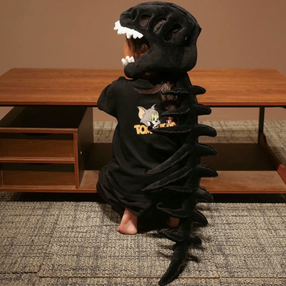 DinoBones – Realistic Dinosaur Skeleton Costume Set – Black / Kids Version / Only dinosaur skulls