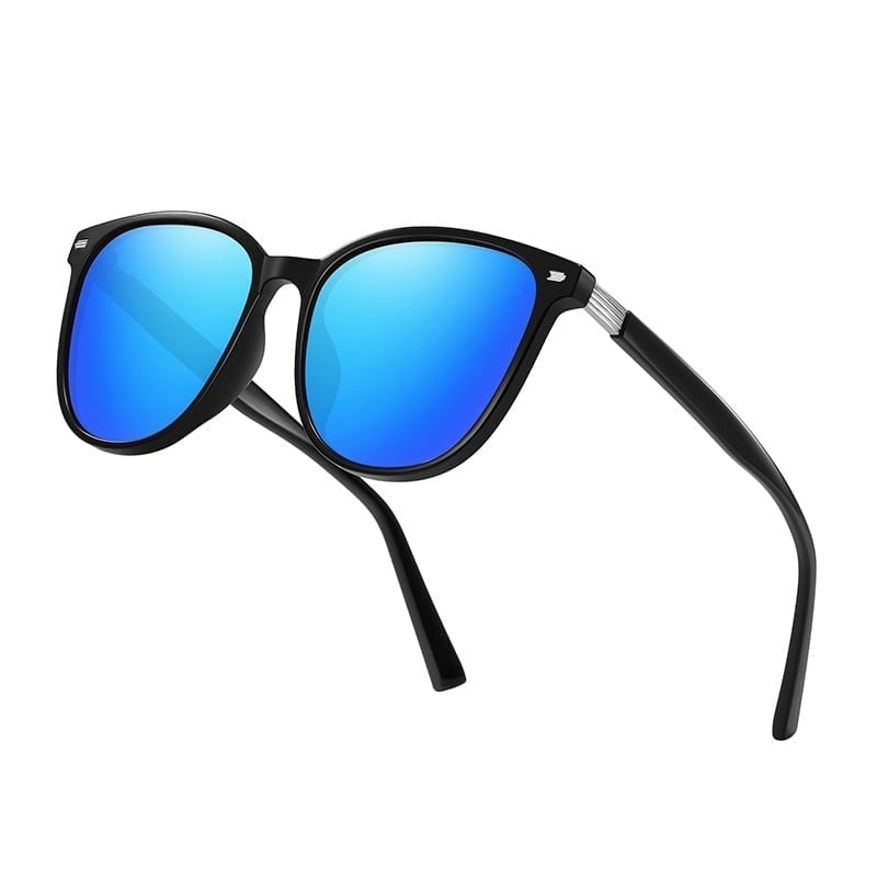PolarEdge – Big Style Polarized Sunglasses – Black frame / Blue lenses