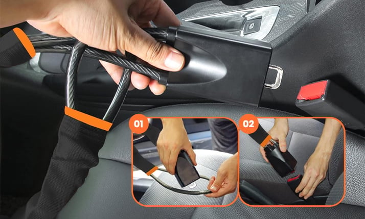 DriveDefender | Seat Belt + Steering Wheel Car Lock System – image 13
