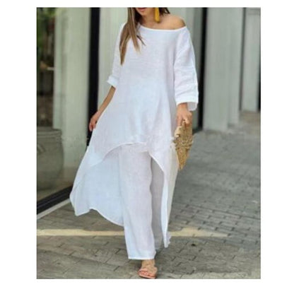 PureComfort Set – Round Neck Two-Piece Wear – White / UK 8-10/S