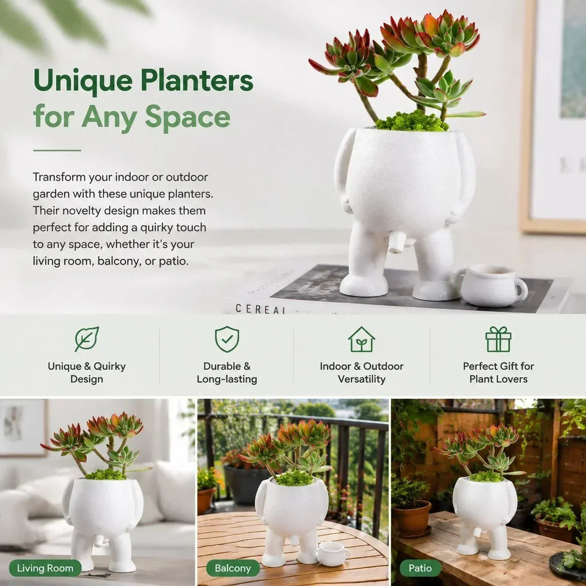 BloomSilhouette – Ceramic Plant Pot – White / Buy 1