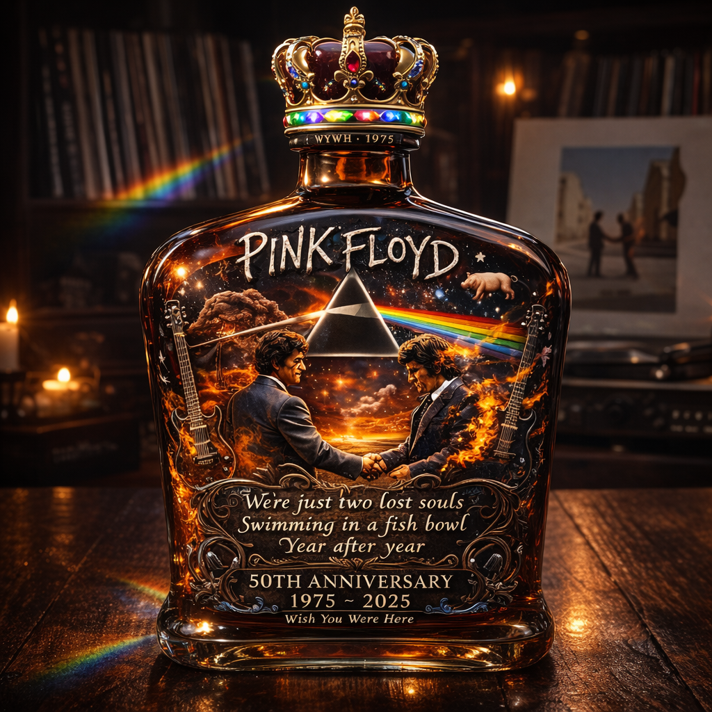 Pink Floyd – “Wish You Were Here” 50th Anniversary Collector’s Whiskey Bottle – Crown Royal