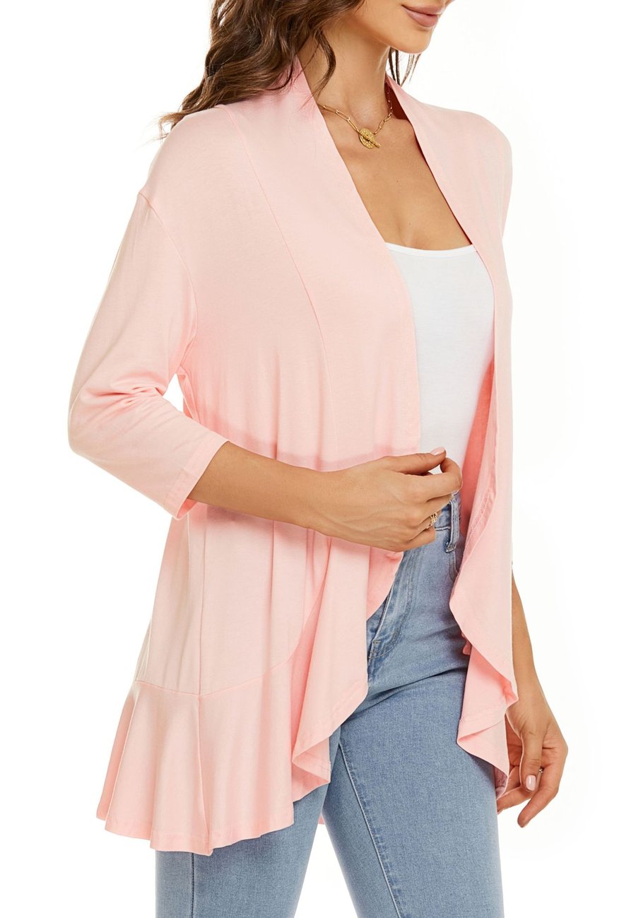 SoftDrape – Lightweight Open Front Cardigan – pink / S（US 4-6）