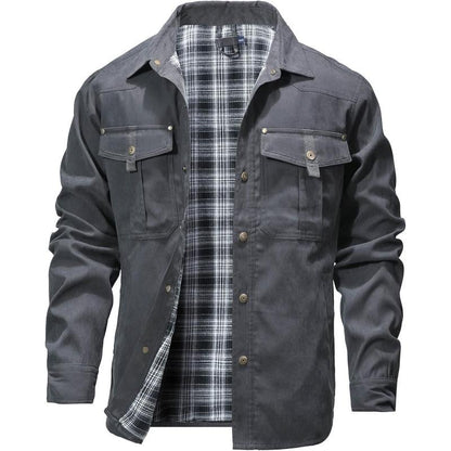 VistaWork – Versatile Flannel-Lined Utility Shacket – Grey / S