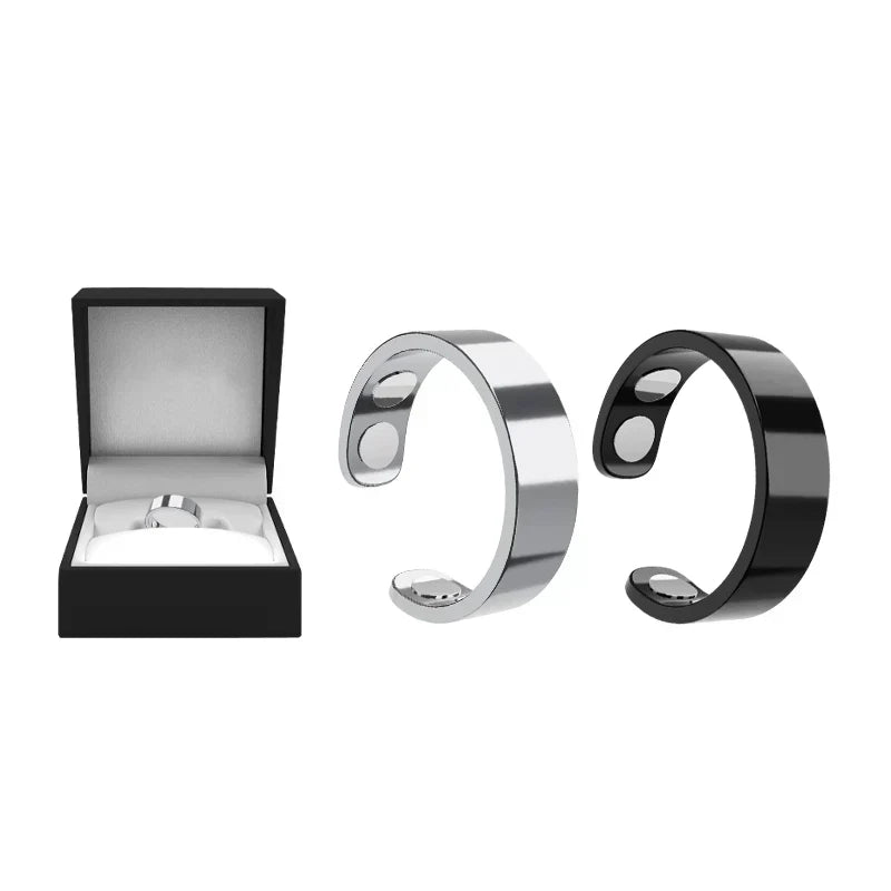 MagnaLuxe – Elegant Stainless Steel Magnetic Ring – Silver+Black