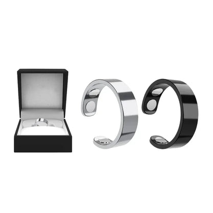 MagnaLuxe – Elegant Stainless Steel Magnetic Ring – Silver+Black