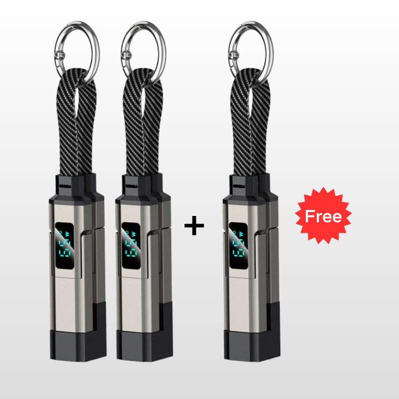 VoltFlex – Digital Display Fast Charge Cable – Black / 3 Pieces  Buy 2，Get 1 Free / 4-in-1 Charging Cable with Digital Display