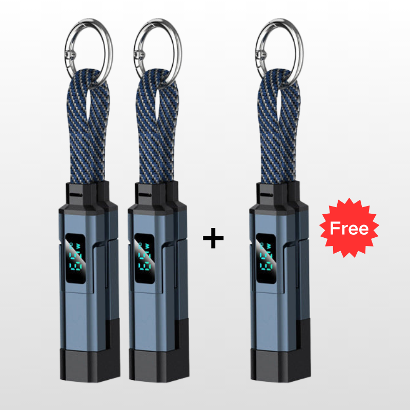 VoltFlex – Digital Display Fast Charge Cable – Blue / 3 Pieces  Buy 2，Get 1 Free / 4-in-1 Charging Cable with Digital Display