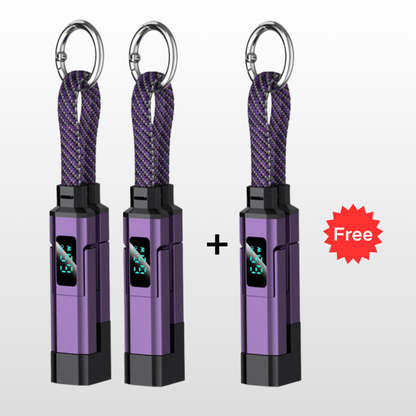 VoltFlex – Digital Display Fast Charge Cable – Purple / 3 Pieces  Buy 2，Get 1 Free / 4-in-1 Charging Cable with Digital Display