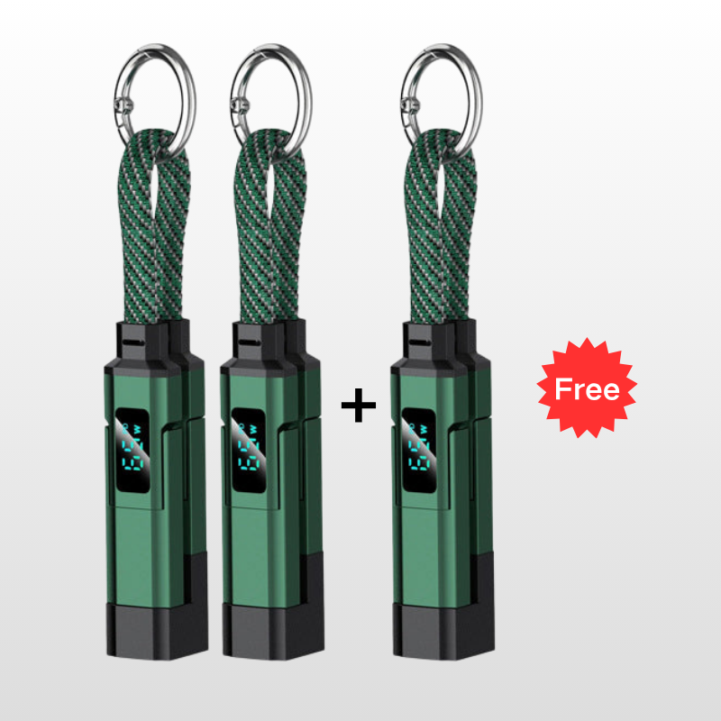 VoltFlex – Digital Display Fast Charge Cable – Green / 3 Pieces  Buy 2，Get 1 Free / 4-in-1 Charging Cable with Digital Display