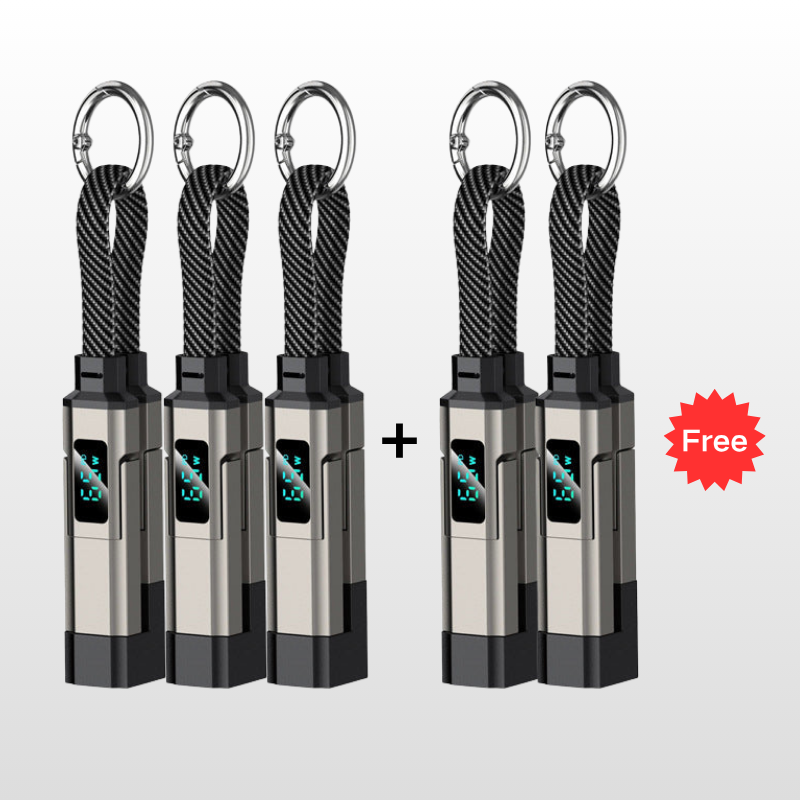 VoltFlex – Digital Display Fast Charge Cable – Black / 5 Pieces ⌛ Buy 3，Get 2 Free / 4-in-1 Charging Cable with Digital Display