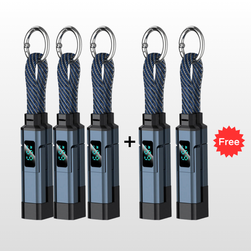 VoltFlex – Digital Display Fast Charge Cable – Blue / 5 Pieces ⌛ Buy 3，Get 2 Free / 4-in-1 Charging Cable with Digital Display