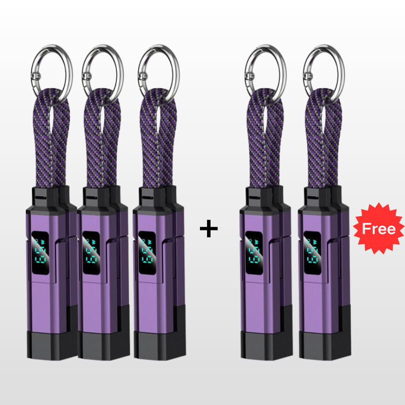 VoltFlex – Digital Display Fast Charge Cable – Purple / 5 Pieces ⌛ Buy 3，Get 2 Free / 4-in-1 Charging Cable with Digital Display