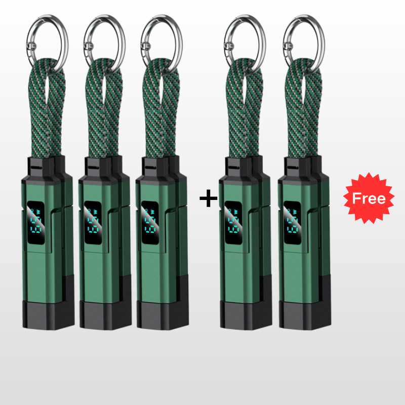 VoltFlex – Digital Display Fast Charge Cable – Green / 5 Pieces ⌛ Buy 3，Get 2 Free / 4-in-1 Charging Cable with Digital Display