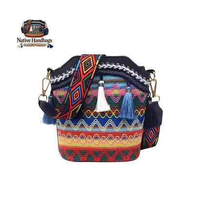 RootedCraft – Heritage Inspired Handbag – Midnight Spirit / 20cm x 9.5cm x 18cm