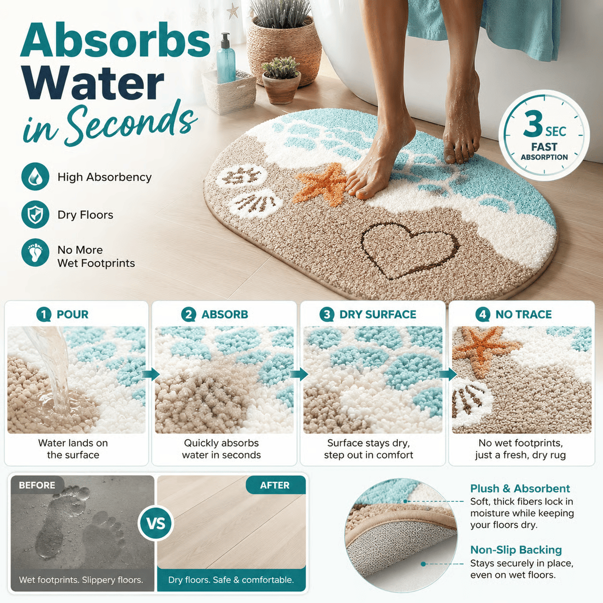 AquaCloud – Instant Dry Luxury Bath Mat – image 3