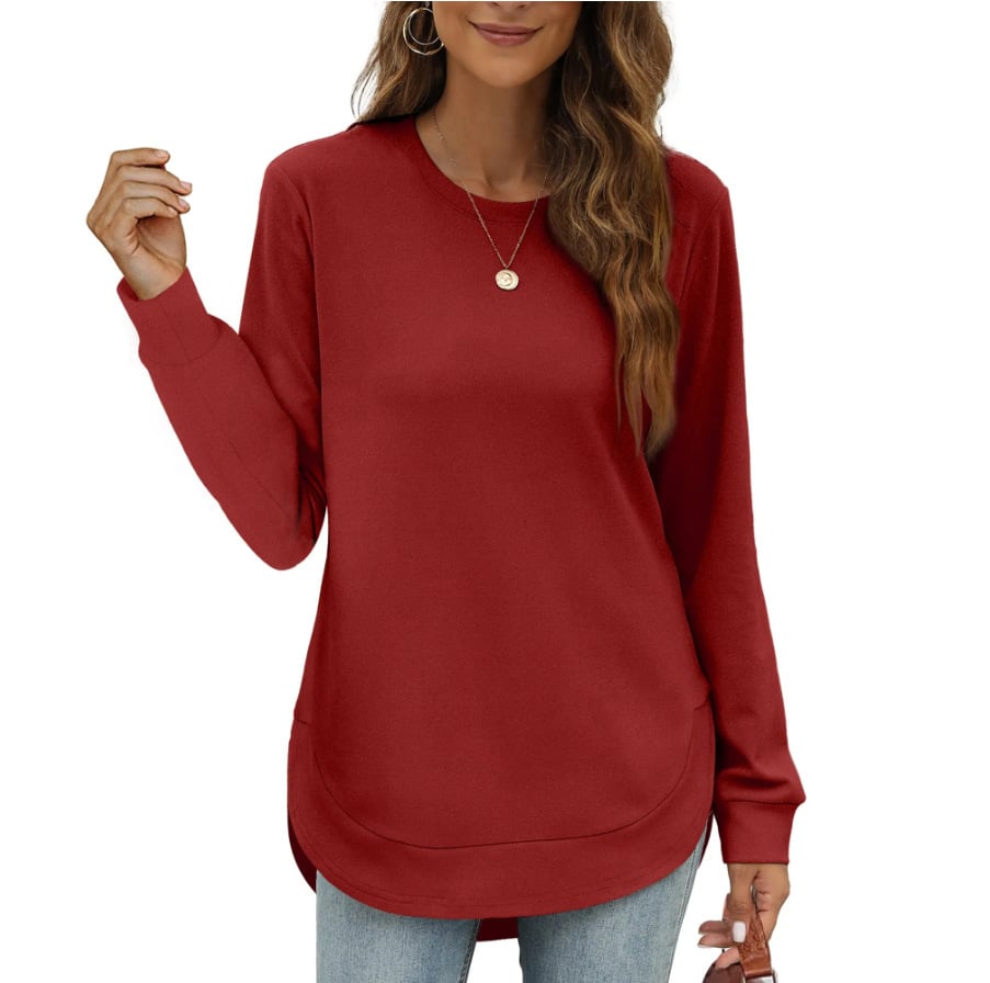 CurveFit – Soft Crewneck Sweatshirt All Day Comfort – Red / S
